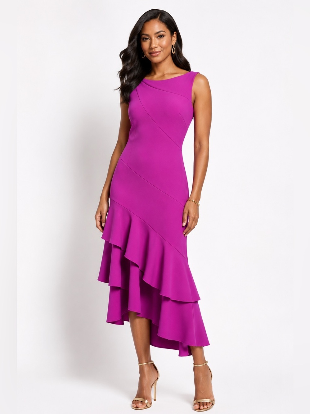Chiara Boni La Petite Robe Asymmetrical Ruffle Dress – Made in Italy 40